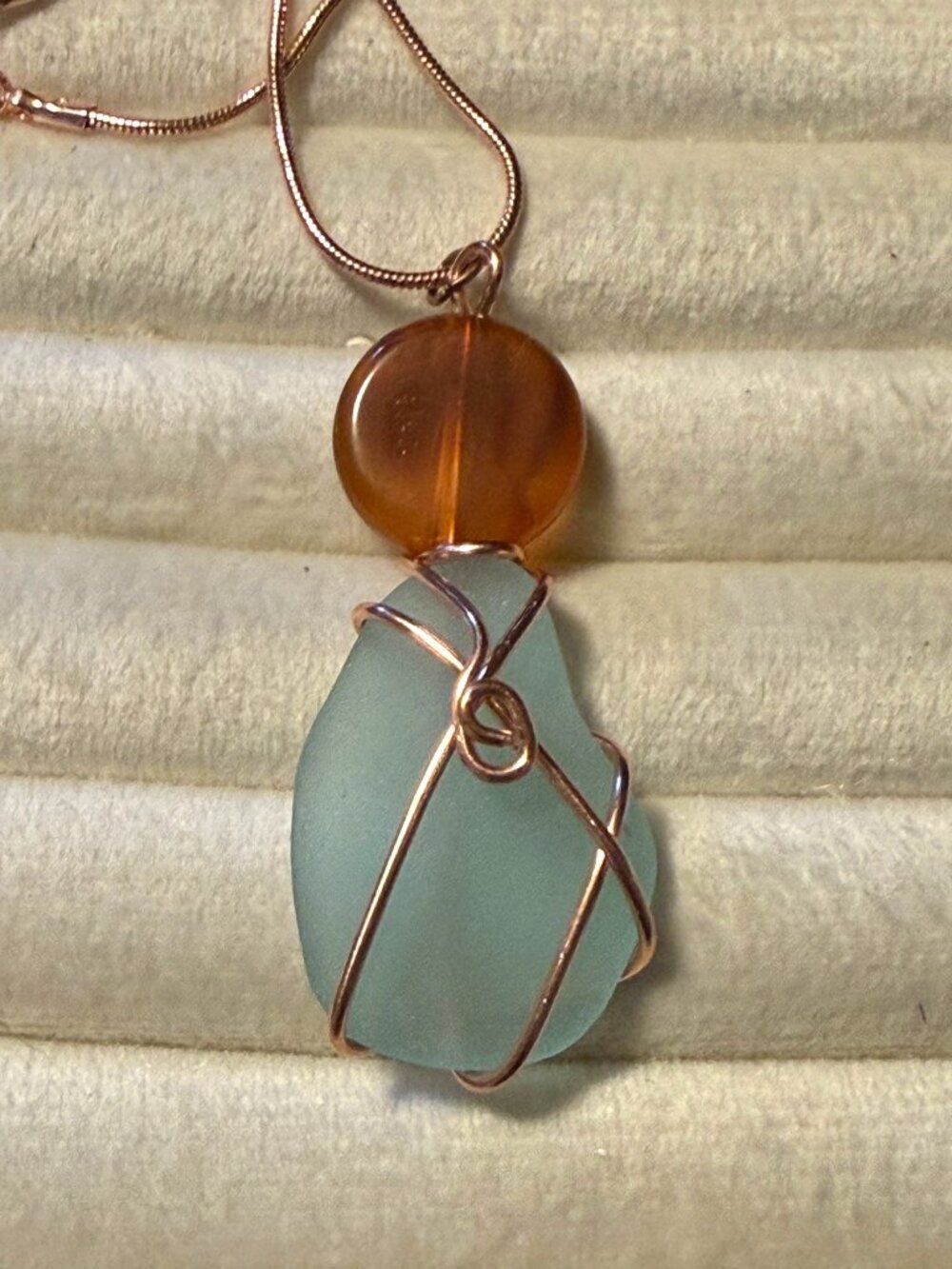 Caribbean Seafoam – Puerto Rico Sea Glass & Copper Necklace